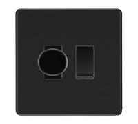 BG Screwless Flatplate Matt Black 2 Gang Grid Switch 1x Trailing Edge LED Dimmer 1x 2 Way