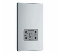 Screwless Flatplate Polished Chrome Dual Voltage Shaver Socket 110/240V FPC20G-01
