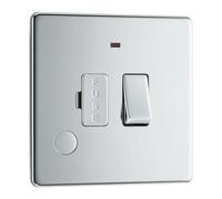 BG Screwless Flatplate Polished Chrome Switched 13A Fused Connection Unit, With Power Indicator And Cable Outlet - FPC53