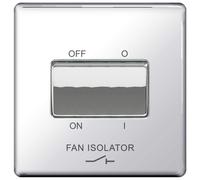 BG Screwless Flatplate Polished Chrome Triple Pole Fan Isolator Switch, 10A - FPC15