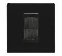 BG Screwless Matt Black Single 1 Gang Brush Cable Entry Wall Plate Black Insert Square