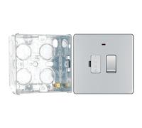 BG Screwless Polished Chrome 13A Switched Spur + Neon FPC52 with 35mm Steel Back Box