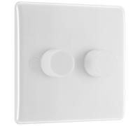 BG Smart Double Slave/Secondary Wall Dimmer Light Switch, App, Voice Assistant and Manual Control, 2-Way, Round Edge, 800 Series, White Moulded, 881S/HC