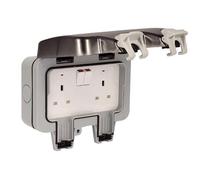 BG STORM WEATHERPROOF 2 GANG 13 AMP IP66 RATED DP SWITCHED SOCKET OUTLET - White