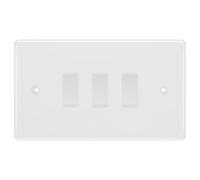BG White Moulded 3 Gang Light Switch in Double Format Custom Grid