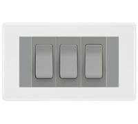 BG White Moulded 3G Switch 2X Intermediate 1X 2 Way Switch - Grey Insert