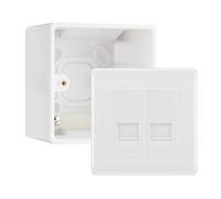 BG White Moulded Double RJ11 Telephone Socket Euro Module with 50mm Back Box - White Insert