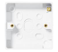 BG White Round Edge Single Surface Pattress 19mm + Earth Terminal