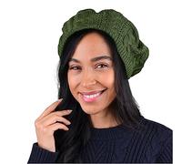BG Winter Knit Crochet Beret for Women Solid Color Knitted Beanie Hat One Size