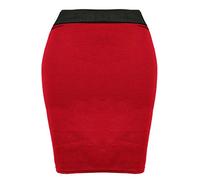 BG- Womens Pencil Mini Skirt Stretchy Summer Elasticated Bodycon Plus Sizes 6-26 Short Wiggle Short Midi Party Skirt (8 UK (S), Red)