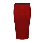 BG- Women's Pencil Skirt | Elastic Waist Bodycon Stretch Pencil Midi Skirt | Long Wiggle Tube Skirt Plus Size UK 6-26 (16 UK (L), RED)