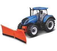 BG44081 1:32 New Holland T7.315 Tractor + Snow Plough Model Replica