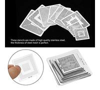 BGA Reballing Kit, 33Pcs Universal BGA Stencils Rework Net Stencils, Directly Heat Set Kit, Soldering Tool Template Set