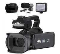 BGAZA 18X Full 4K 60FPS Professional Camcorder For Live Stream Webcam 64MP Digital Video Camera 4 Rotate Screen Vlog Recorder(16G SD Card,With Light MIC)