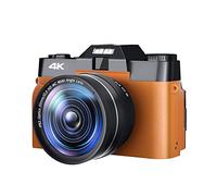 BGAZA 48MP Beginner Digital Camera For Photography 4K Selfie Vlog Camcorder Auto Focus Video Camera Wide Angle Vintage Photo Recorder(64G TF Card,Oranje)