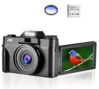 BGAZA 48MP Digital Photo Camera For Photography 3" Flip Screen Selfile Camcorder 16X Zoom 4K Streaming Video Camera Multicolor(16G TF Card,BLACK NO LENS)