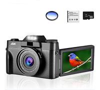 BGAZA 48MP Digital Photo Camera For Photography 3" Flip Screen Selfile Camcorder 4K Stream Macro Lens Streaming Video Camera(NO TF Card,With Only Filter)