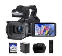 BGAZA 4K 60FPS Digital Camcorder 64MP Video Camera Live Stream Webcam 4.0" Touch Screen Vlog Recorder 18X Zoom Camera(64G SD Card)