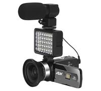 BGAZA 4K Video Cameras Stream Auto Focus 4KMP Digital Camcorder Slow Motion Microphone Vlog Recording Camcorder Webcam(16G SD Card,With Lens MIC Light)