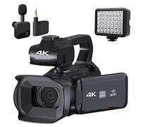 BGAZA 60FPS 4K Vlog Camcorder 64MP Photography Video Camera Live Streaming 18X Zoom AF Digital Recorder 4" Rotate Touch Screen(16G SD Card,Wireless MIC Light)