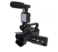 BGAZA 64MP Video Camera Full 4K 60FPS Camcorder For Live Streaming Webcam 18X Auto Focus Vlog Recorder 4" Rotate Screen(128G SD Card,With Light MIC)