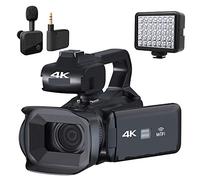 BGAZA 64MP Vlog Camcorder 4K HD Photography Video Camera Live Streaming 18X Zoom AF Digital Recorder Rotate Touch Screen(32G SD Card,MIC And Light)