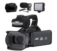 BGAZA Auto Focus 4K Camcorder 18X Zoom 64MP Digital Video Camera For Streaming Webcam Time-lapse 4" Touch Screen Recorder(16G SD Card,With MIC Light)