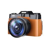 BGAZA Flip Screen 48MP Digital Selfie Camera Wide Angle 4K Vlog Camcorder 16X Zoom Beginner Photography Camera KIDS Gift(Nocard,CDR10-orange)