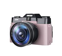 BGAZA Flip Screen 48MP Digital Selfie Camera Wide Angle 4K Vlog Camcorder 16X Zoom Beginner Photography Camera KIDS Gift(16G TF card,CDR10-pink)