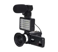 BGAZA Full 4K Digital Camcorder 48MP Digital Video Camera For Streaming 18X Wide Angle Vlog Camera Time Lapse Loop Recording(16G SD Card,With Lens Light MIC)