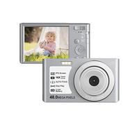 BGAZA Small Digital Camera 4K 2.8" IPS Screen 16X Zoom Auto Focus Face Detection Self-Timer Vlog Camera 48MP For Kids AF Photography(64G TF Card,Silver)
