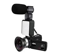 BGAZA Video Camcorder 4K 48MP Built-in Fill Light Touch Screen Vlogging For Recorder Digital Camera(128G SD Card,AF1 Mic Lens Light)