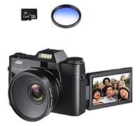 BGAZA Wide Angle Macro Lens Photo Cameras For Selfie 48MP Digital Camcorder 16X Zoom Webcam Auto Focus Photography Recorder(16G TF Card,With Lens Fliter)