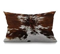 BGBDEIA 30cmx50cm Cushion Cover Rustic Farmhouse Decor Tri Color Brown Cowhide Print Pillowcases Cotton Linen Animal Skin Herd Throw Pillow Case Pillow Cover for Sofa Couch Bedroom,12 x 20 Inch
