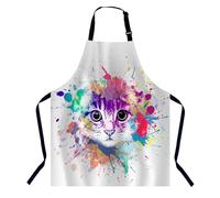 BGBDEIA Abstract Colorful Cat Apron for Women Men, Adjustable Apron Cooking Kitchen Chef Apron for Home Kitchen, Baking Gardening BBQ, Coffee House, Restaurant