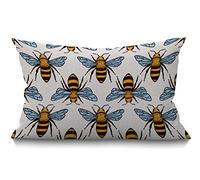 BGBDEIA Bees Cushion Cover,Decorative Throw Pillow Cover Honey Bee Pillow Cases Cotton Linen Home Living Room Decorative Throw Pillow Cases Pillow Cover 12x20 Inch Rectangle Waist 30 x 50 cm