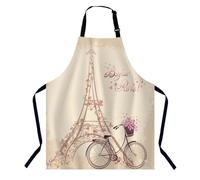 BGBDEIA Bicycle and Eiffel Tower Apron for Women Men, Adjustable Apron Cooking Kitchen Chef Apron for Home Kitchen, Baking Gardening BBQ, Coffee House, Restaurant
