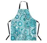 BGBDEIA Blue Ethnic Pattern Apron for Women Men, Adjustable Apron Cooking Kitchen Chef Apron for Home Kitchen, Baking Gardening BBQ, Coffee House, Restaurant