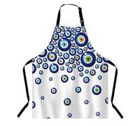 BGBDEIA Blue Evil Eye Apron for Women Men, Adjustable Apron Cooking Kitchen Chef Apron for Home Kitchen, Baking Gardening BBQ, Coffee House, Restaurant