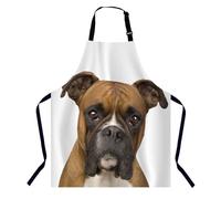 BGBDEIA Boxer Dog Apron for Women Men, Adjustable Apron Cooking Kitchen Chef Apron for Home Kitchen, Baking Gardening BBQ, Coffee House, Restaurant