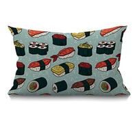 BGBDEIA Colorful Sushi Cushion Cover,Different types of Japanese Food sushi and rolls pillow covers, Rectangle throw pillowcase with invisible zipper for sofa & couch 30 x 50 cm(12 x 20 inch)