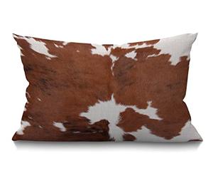 BGBDEIA Cowhide Cushion Cover Leopard Farm Animal Tri Color Brown Cow Cotton Linen Decorative Rectangular Throw Pillow Cover Pillowcase for Sofa and Bed Couch 12"X20" 30 x 50 cm