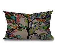 BGBDEIA Cushion Cover Colorful Life Colorful Tree Rectangle Outdoor Pillow Covers 12x20 inch, 30 x 50 cm Cushion Cover with Invisible Zip for Sofa Chair Living Room