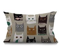 BGBDEIA Cushion Cover Lovely Cat Cartoon Abstract Pattern Rectangle Outdoor Cushion Covers 12x20 inch, 30 x 50 cm Cushion Cover with Invisible Zip for Sofa Chair Living Room