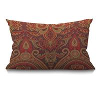BGBDEIA Cushion Cover Paisley Pattern Floral Traditional Culture Asian Ethnic Batik Style Rectangular Throw Pillow Cover for Couch Sofa Home Decor Cotton Linen 12x20 Inch 30 x 50 cm
