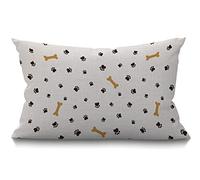 BGBDEIA Cushion Cover Puppy Paw Print Little Cute Animal Lovely Adorable Pet Bones Dog Cat Wildlife Rectangular Throw Pillow Cover for Couch Sofa Home Decor Cotton Linen 30 x 50 cm 12x20 Inch