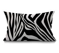BGBDEIA Cushion Cover Zebra Stripes Black and White Zebra Print Animal Pattern Skin Abstract Art Rectangular Throw Pillow Cover for Couch Sofa Home Decor Cotton Linen 30 x 50 cm 12x20 Inch