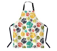 BGBDEIA Cute Colorful Paw Kitchen Apron for Women Men, Unisex Adjustable Cooking Apron, Waterproof Apron for Home Kitchen, Restaurant, Coffee House
