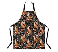 BGBDEIA Cute Fox Fall Autumn Forest Flower Watercolor Chefs Apron, Cooking and Baking Apron for Men and Women, Kitchen Apron, Butchers Apron, BBQ & Catering Bibs