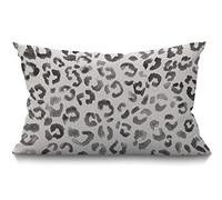 BGBDEIA Cute Snow Leopard Pattern Cushion Cover Farmhouse Gray Watercolor Hand Paint Camouflage White Spots Decorations Pillow Cover Case for Sofa Couch Cotton Linen 30 x 50 cm 12x20 Inches